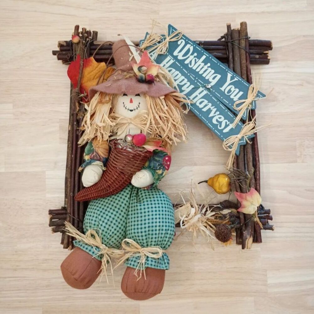 Large Happy Harvest Wooden Wall Hanging Fall Decoration